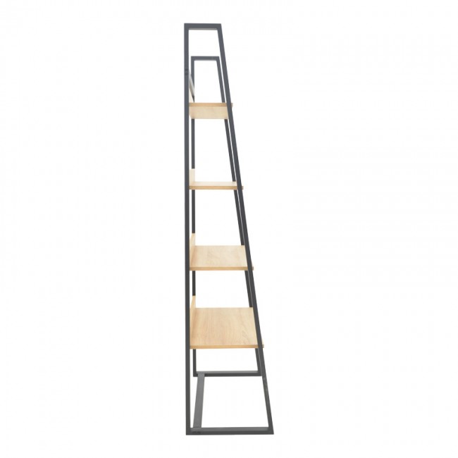 Βιβλιοθήκη Ryder pakoworld σε oak-μαύρη απόχρωση 75x36x185εκ