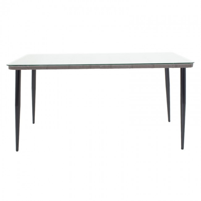 Τραπέζι Naoki pakoworld μέταλλο μαύρο-pe γκρι-γυαλί 160x90x78εκ Τραπέζι Naoki pakoworld μέταλλο μαύρο-pe γκρι-γυαλί 160x90x78εκ