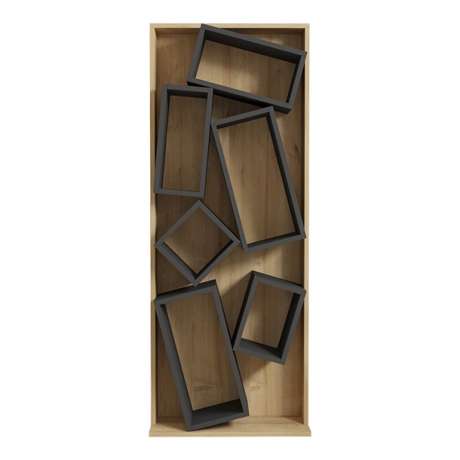 Βιβλιοθήκη Jamey pakoworld φυσικό-ανθρακί 60x24x153,6εκ Βιβλιοθήκη Jamey pakoworld φυσικό-ανθρακί 60x24x153,6εκ