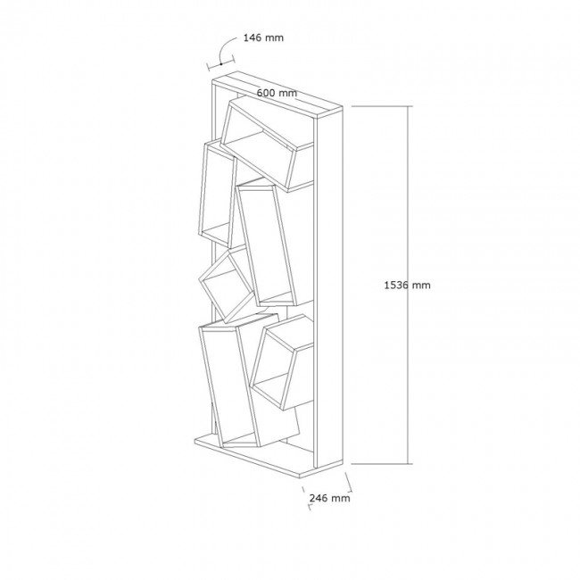 Βιβλιοθήκη Jamey pakoworld φυσικό-ανθρακί 60x24x153,6εκ Βιβλιοθήκη Jamey pakoworld φυσικό-ανθρακί 60x24x153,6εκ