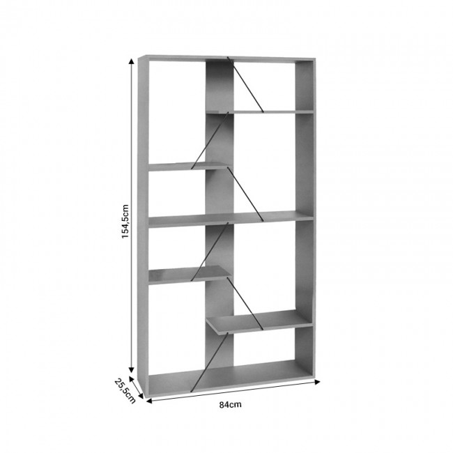 Βιβλιοθήκη Tars pakoworld γκρι-μαύρο 84x25.5x154.5εκ Βιβλιοθήκη Tars pakoworld γκρι-μαύρο 84x25.5x154.5εκ