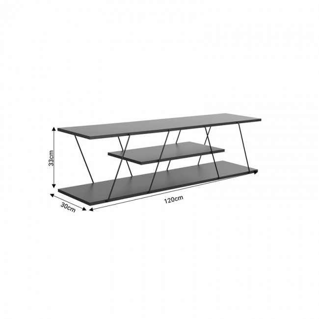 Έπιπλο τηλεόρασης Tars pakoworld γκρι-μαύρο 120x30x33εκ Έπιπλο τηλεόρασης Tars pakoworld γκρι-μαύρο 120x30x33εκ