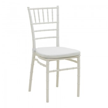 Καρέκλα Tiffany pakoworld με μαξιλάρι pp σε λευκή απόχρωση 40x40x88εκ