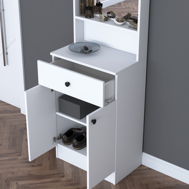 Έπιπλο εισόδου Rockder pakoworld λευκό μελαμίνης 60x35.5x182.8εκ Έπιπλο εισόδου Rockder pakoworld λευκό μελαμίνης 60x35.5x182.8εκ