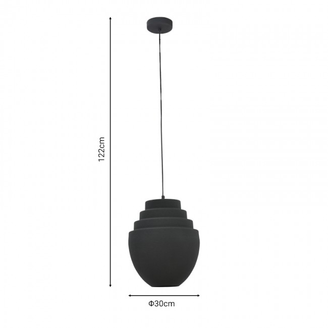 Φωτιστικό οροφής Kelsy Inart E27 μαύρο μέταλλο Φ30x122εκ Φωτιστικό οροφής Kelsy Inart E27 μαύρο μέταλλο Φ30x122εκ