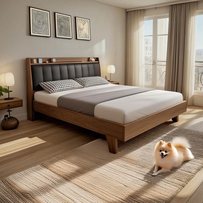 Κρεβάτι Frankly pakoworld mdf-pu σε καρυδί-μαύρο απόχρωση 150x200εκ Κρεβάτι Frankly pakoworld mdf-pu σε καρυδί-μαύρο απόχρωση 150x200εκ