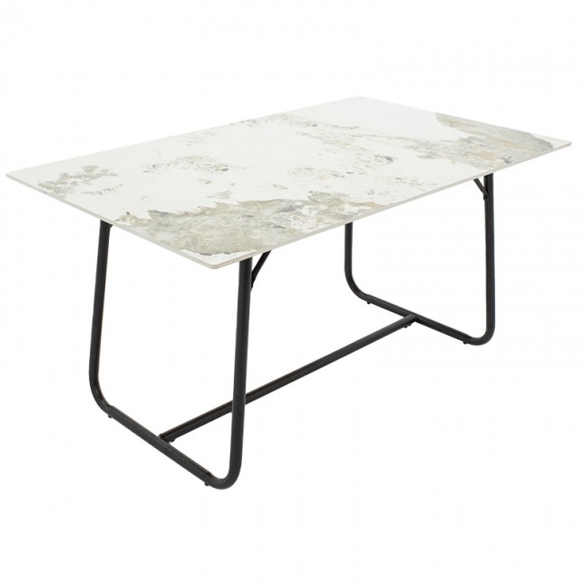 Τραπέζι Revello pakoworld sintered stone λευκό μαρμάρου-μαύρο 150x90x75εκ Τραπέζι Revello pakoworld sintered stone λευκό μαρμάρου-μαύρο 150x90x75εκ