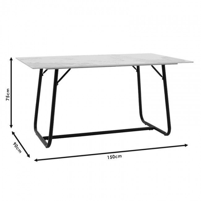 Τραπέζι Revello pakoworld sintered stone λευκό μαρμάρου-μαύρο 150x90x75εκ Τραπέζι Revello pakoworld sintered stone λευκό μαρμάρου-μαύρο 150x90x75εκ