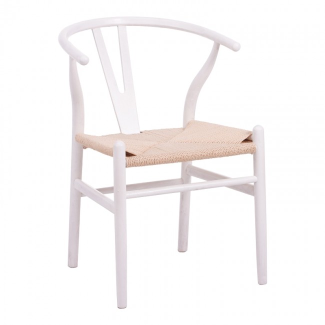 Καρέκλα Wishbone pakoworld rubberwood-σχοινί σε λευκή απόχρωση 60x51x80εκ Καρέκλα Wishbone pakoworld rubberwood-σχοινί σε λευκή απόχρωση 60x51x80εκ