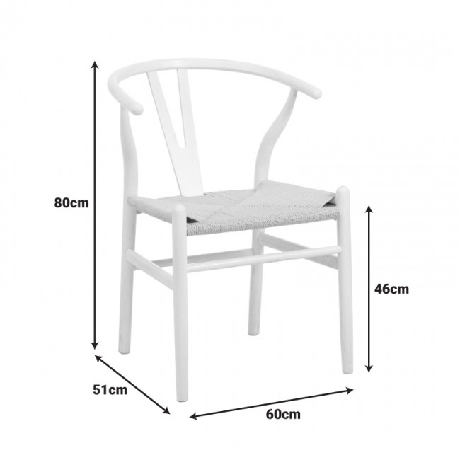 Καρέκλα Wishbone pakoworld rubberwood-σχοινί σε λευκή απόχρωση 60x51x80εκ Καρέκλα Wishbone pakoworld rubberwood-σχοινί σε λευκή απόχρωση 60x51x80εκ