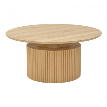 Τραπέζι σαλονιού Opols pakoworld mdf σε φυσική απόχρωση Φ90x42εκ