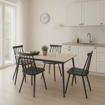 Τραπεζαρία Aurora I-Gustas pakoworld σετ 5τεμ sintered stone-μαύρο 120x60x75εκ