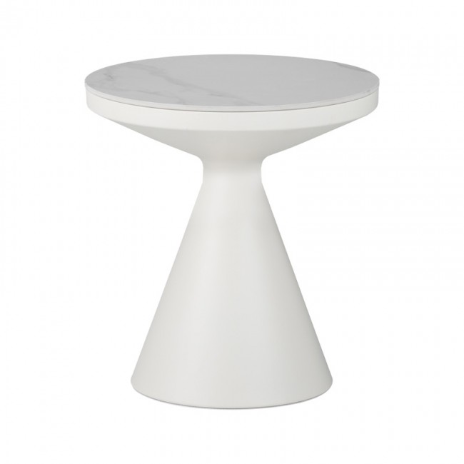 Βοηθητικά τραπέζια Coozlin Inart sintered stone σε απόχρωση λευκό μαρμάρου με λευκό μέταλλο Βοηθητικά τραπέζια Coozlin Inart sintered stone σε απόχρωση λευκό μαρμάρου με λευκό μέταλλο
