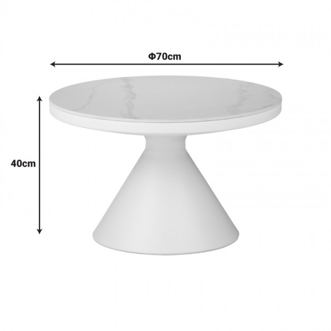 Βοηθητικά τραπέζια Coozlin Inart sintered stone σε απόχρωση λευκό μαρμάρου με λευκό μέταλλο Βοηθητικά τραπέζια Coozlin Inart sintered stone σε απόχρωση λευκό μαρμάρου με λευκό μέταλλο