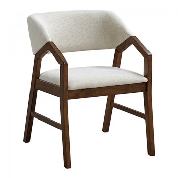 Πολυθρόνα Livia pakoworld rubberwood σε καρυδί-εκρού απόχρωση 47.5x54.5x78εκ