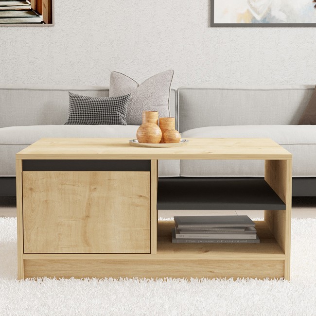 Τραπέζι σαλονιού Narli pakoworld σε oak απόχρωση 90x60x45εκ Τραπέζι σαλονιού Narli pakoworld σε oak απόχρωση 90x60x45εκ