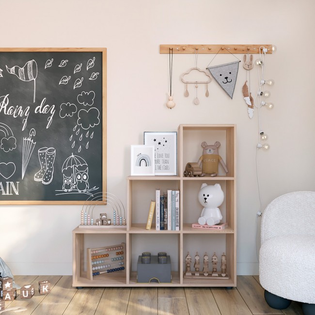 Βιβλιοθήκη Schody pakoworld σε oak απόχρωση 105.5x29.2x107εκ