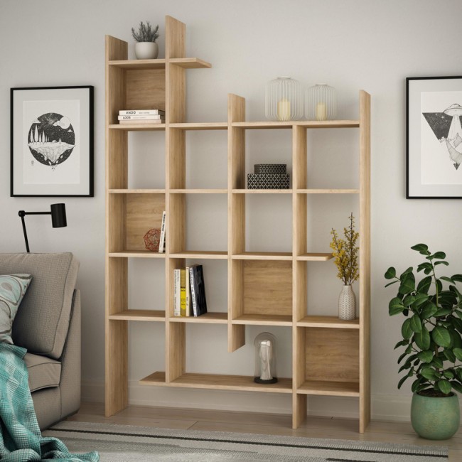 Βιβλιοθήκη Manco pakoworld σε oak απόχρωση 122x25.5x188εκ Βιβλιοθήκη Manco pakoworld σε oak απόχρωση 122x25.5x188εκ