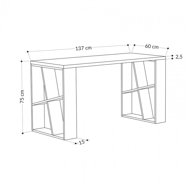 Γραφείο Honey pakoworld σε λευκή-ανθρακί απόχρωση 137x60x75εκ