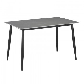 Τραπέζι Gustas pakoworld γκρι μαρμάρου sintered stone-μαύρο μέταλλο 160x90x75εκ