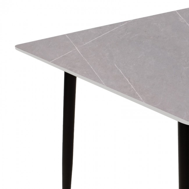 Τραπέζι Gustas pakoworld γκρι μαρμάρου sintered stone-μαύρο μέταλλο 160x90x75εκ