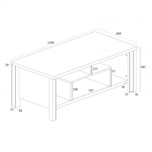 Τραπέζι σαλονιού Tracy pakoworld λευκό-γκρι 120x60x48.5εκ