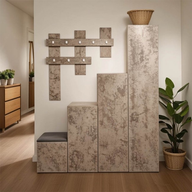 Έπιπλο εισόδου Nenich pakoworld σε γκρι oak απόχρωση 150x37x180εκ Έπιπλο εισόδου Nenich pakoworld σε γκρι oak απόχρωση 150x37x180εκ