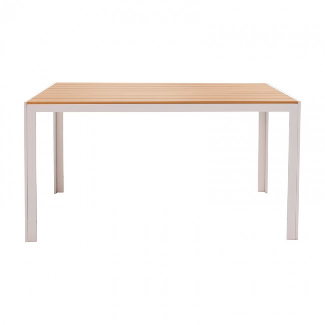 Τραπέζι Nares pakoworld αλουμίνιο λευκό-plywood φυσικό 140x80x72.5εκ