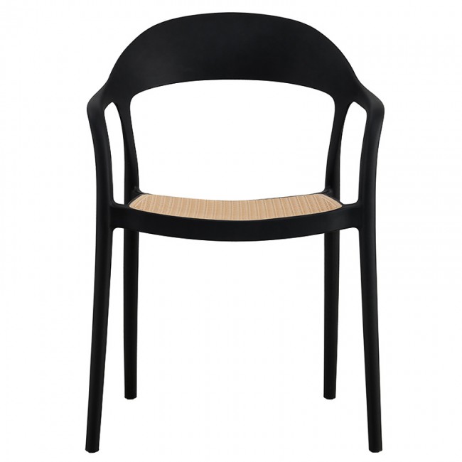 Πολυθρόνα Ember στοιβαζόμενη pakoworld με UV protection PP μπεζ-μαύρο 52.5x56.5x81εκ.