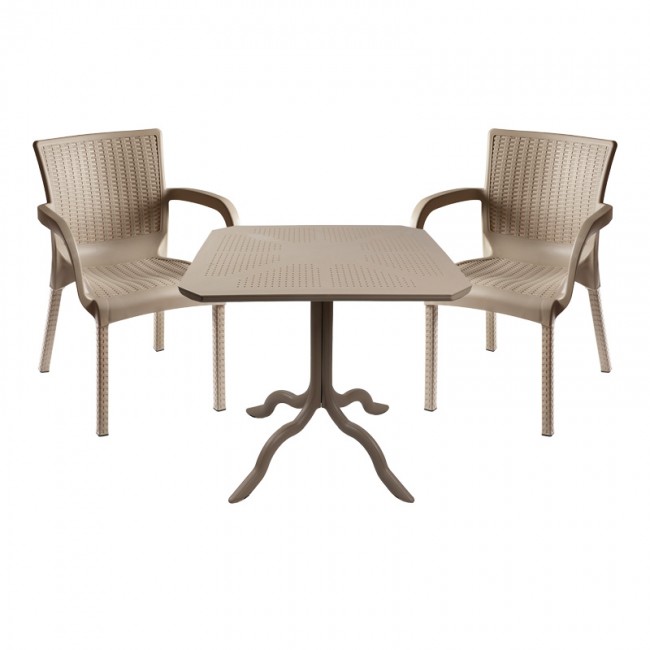 Τραπεζαρία Icon-Festive pakoworld σετ 3τεμ PP σε cappuccino απόχρωση