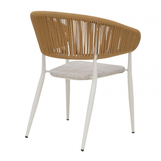 Πολυθρόνα αλουμινίου Raven pakoworld στοιβαζόμενη λευκός σκελετός-φυσικό textilene-rattan 57x62x78εκ Πολυθρόνα αλουμινίου Raven pakoworld στοιβαζόμενη λευκός σκελετός-φυσικό textilene-rattan 57x62x78εκ