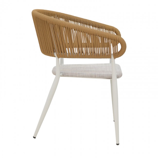 Πολυθρόνα αλουμινίου Raven pakoworld στοιβαζόμενη λευκός σκελετός-φυσικό textilene-rattan 57x62x78εκ Πολυθρόνα αλουμινίου Raven pakoworld στοιβαζόμενη λευκός σκελετός-φυσικό textilene-rattan 57x62x78εκ