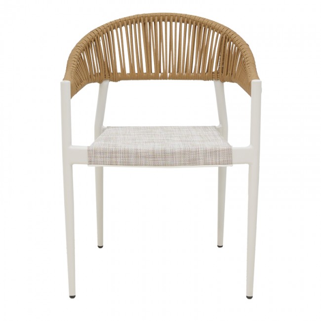 Πολυθρόνα αλουμινίου Elation pakoworld στοιβαζόμενη λευκός σκελετός-textilene φυσικό rattan 56x52x76εκ Πολυθρόνα αλουμινίου Elation pakoworld στοιβαζόμενη λευκός σκελετός-textilene φυσικό rattan 56x52x76εκ