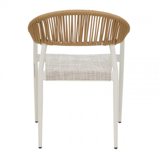 Πολυθρόνα αλουμινίου Elation pakoworld στοιβαζόμενη λευκός σκελετός-textilene φυσικό rattan 56x52x76εκ Πολυθρόνα αλουμινίου Elation pakoworld στοιβαζόμενη λευκός σκελετός-textilene φυσικό rattan 56x52x76εκ