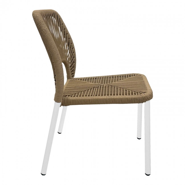 Καρέκλα αλουμινίου Norture pakoworld στοιβαζόμενη λευκός σκελετός-pe rattan σε φυσική απόχρωση 46.5x63x82εκ