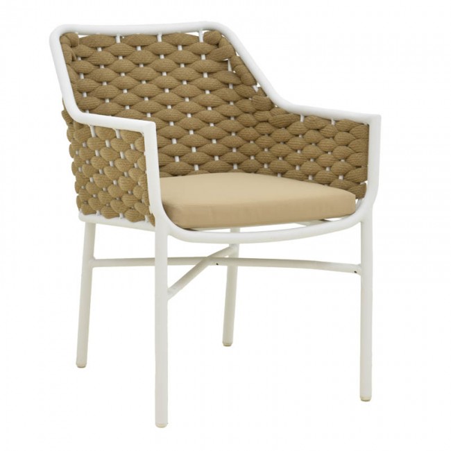 Πολυθρόνα Ortegia pakoworld αλουμίνιο με λευκό σκελετό- χακί σχοινί 57x62x82εκ Πολυθρόνα Ortegia pakoworld αλουμίνιο με λευκό σκελετό- χακί σχοινί 57x62x82εκ