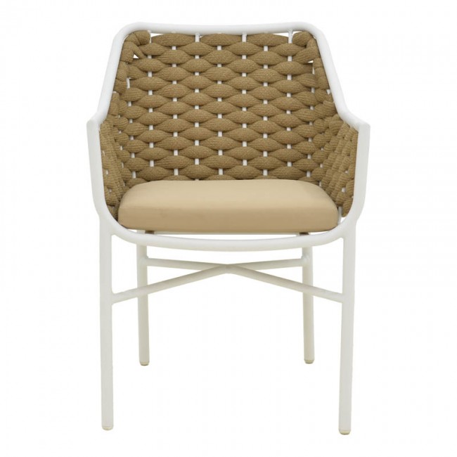 Πολυθρόνα Ortegia pakoworld αλουμίνιο με λευκό σκελετό- χακί σχοινί 57x62x82εκ Πολυθρόνα Ortegia pakoworld αλουμίνιο με λευκό σκελετό- χακί σχοινί 57x62x82εκ