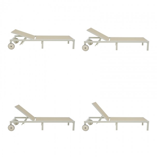 Ξαπλώστρα Mailo pakoworld λευκό αλουμίνιο και textilene σε μπεζ απόχρωση 71x206x30εκ