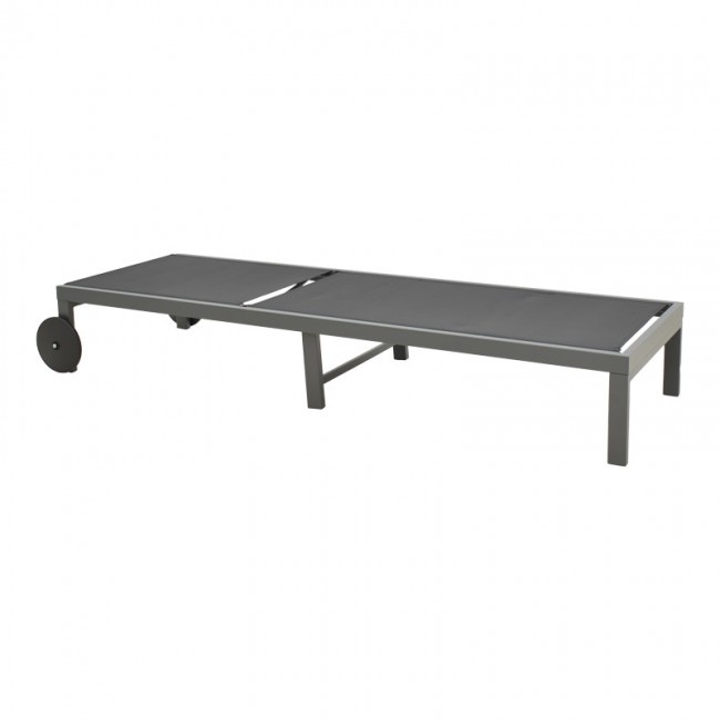 Ξαπλώστρα Mailo pakoworld ανθρακί αλουμίνιο και textilene σε μαύρη απόχρωση 71x206x30εκ