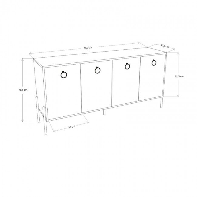 Μπουφές Twely pakoworld μελαμίνης καρυδί-μαύρο 160x40,5x79εκ Μπουφές Twely pakoworld μελαμίνης καρυδί-μαύρο 160x40,5x79εκ
