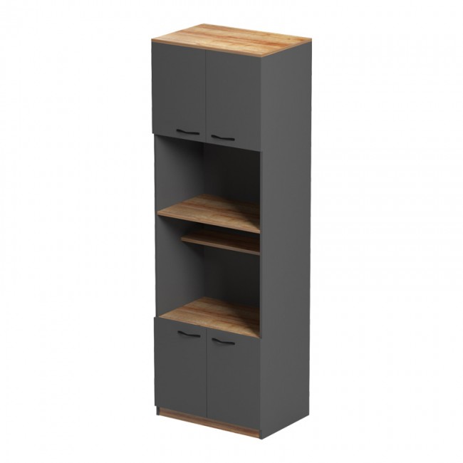 Ντουλάπα κουζίνας Rowan pakoworld σε oak-ανθρακί απόχρωση 60x42x182εκ