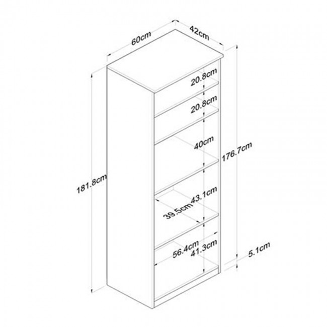 Ντουλάπα κουζίνας Rowan pakoworld σε oak-ανθρακί απόχρωση 60x42x182εκ