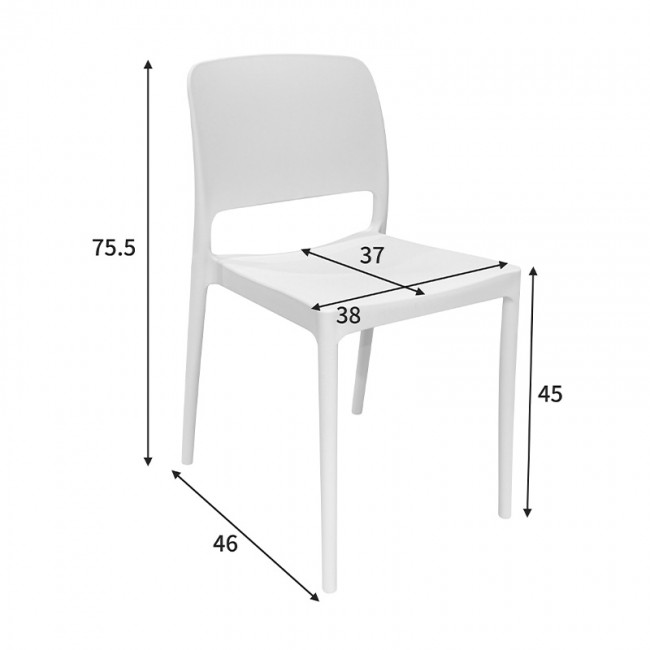 Καρέκλα Fenxy pakoworld pp σε λευκή απόχρωση 38x42x77εκ Καρέκλα Fenxy pakoworld pp σε λευκή απόχρωση 38x42x77εκ