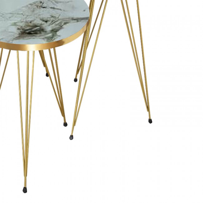 Βοηθητικά τραπέζια Wakmi pakoworld σετ 3τεμ λευκό μπεζ μαρμάρου μελαμίνης-χρυσό μέταλλο Βοηθητικά τραπέζια Wakmi pakoworld σετ 3τεμ λευκό μπεζ μαρμάρου μελαμίνης-χρυσό μέταλλο