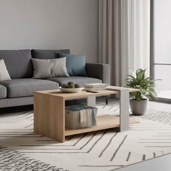 Τραπέζι σαλονιού Masasi pakoworld σε sonoma-γκρι cement απόχρωση 80x50x35εκ Τραπέζι σαλονιού Masasi pakoworld σε sonoma-γκρι cement απόχρωση 80x50x35εκ
