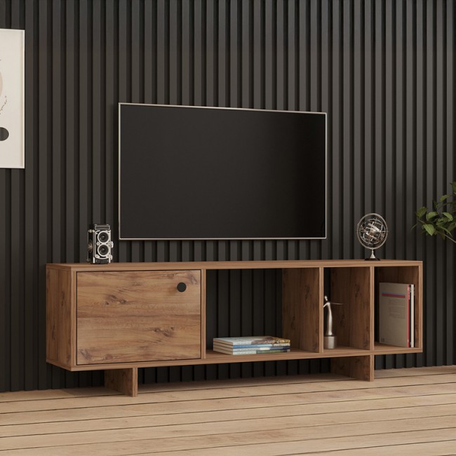 Έπιπλο τηλεόρασης Mueble pakoworld σε sonoma απόχρωση 140x29x45εκ Έπιπλο τηλεόρασης Mueble pakoworld σε sonoma απόχρωση 140x29x45εκ
