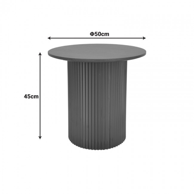 Βοηθητικό τραπέζι Dovel pakoworld mdf σε μαύρη απόχρωση Φ50x45εκ