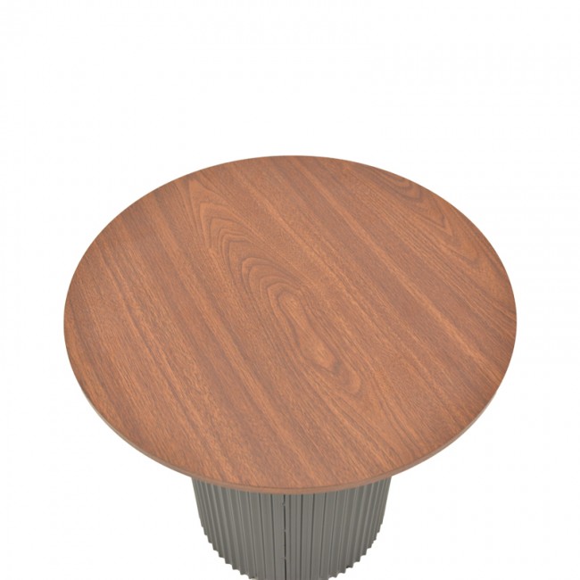 Βοηθητικό τραπέζι Dovel pakoworld mdf σε καρυδί-μαύρη απόχρωση Φ50x45εκ