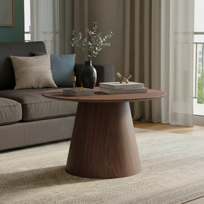 Βοηθητικό τραπέζι Kayano pakoworld καρυδί mdf Φ60x40εκ