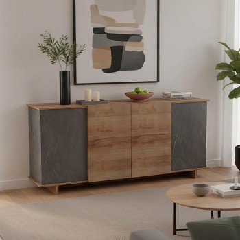 Μπουφές Zafore pakoworld σε oak - καφέ antique απόχρωση 180x45x80εκ